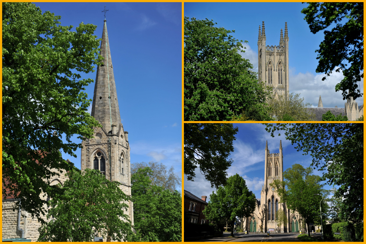 Collage of images of churches, photographed by Mikal Ludlow Photography.